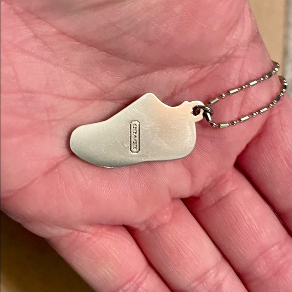 Coach Tan Enamel Sneaker Pendant .925 Sterling Silver Necklace - Picture 4 of 5